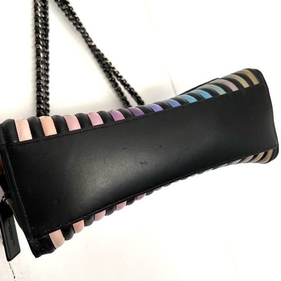 Coach Parker Rainbow Ombre Stripe Quilted Leather Convertible Shoulder Bag 52605 - Picture 6 of 11